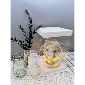LED 원형유리돔-18 시들지않는 프리저브드 샤넬 꽃